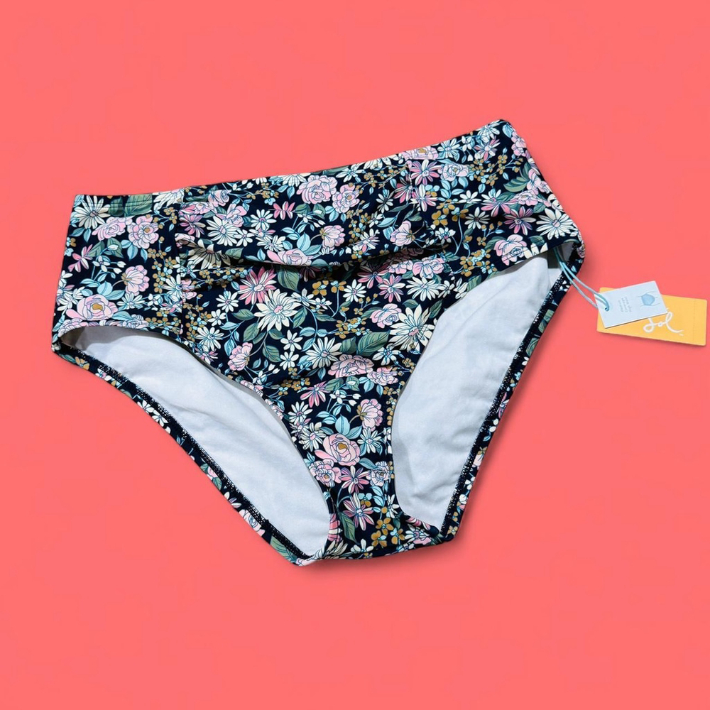 Floral High-Waisted Bikini Bottoms Large